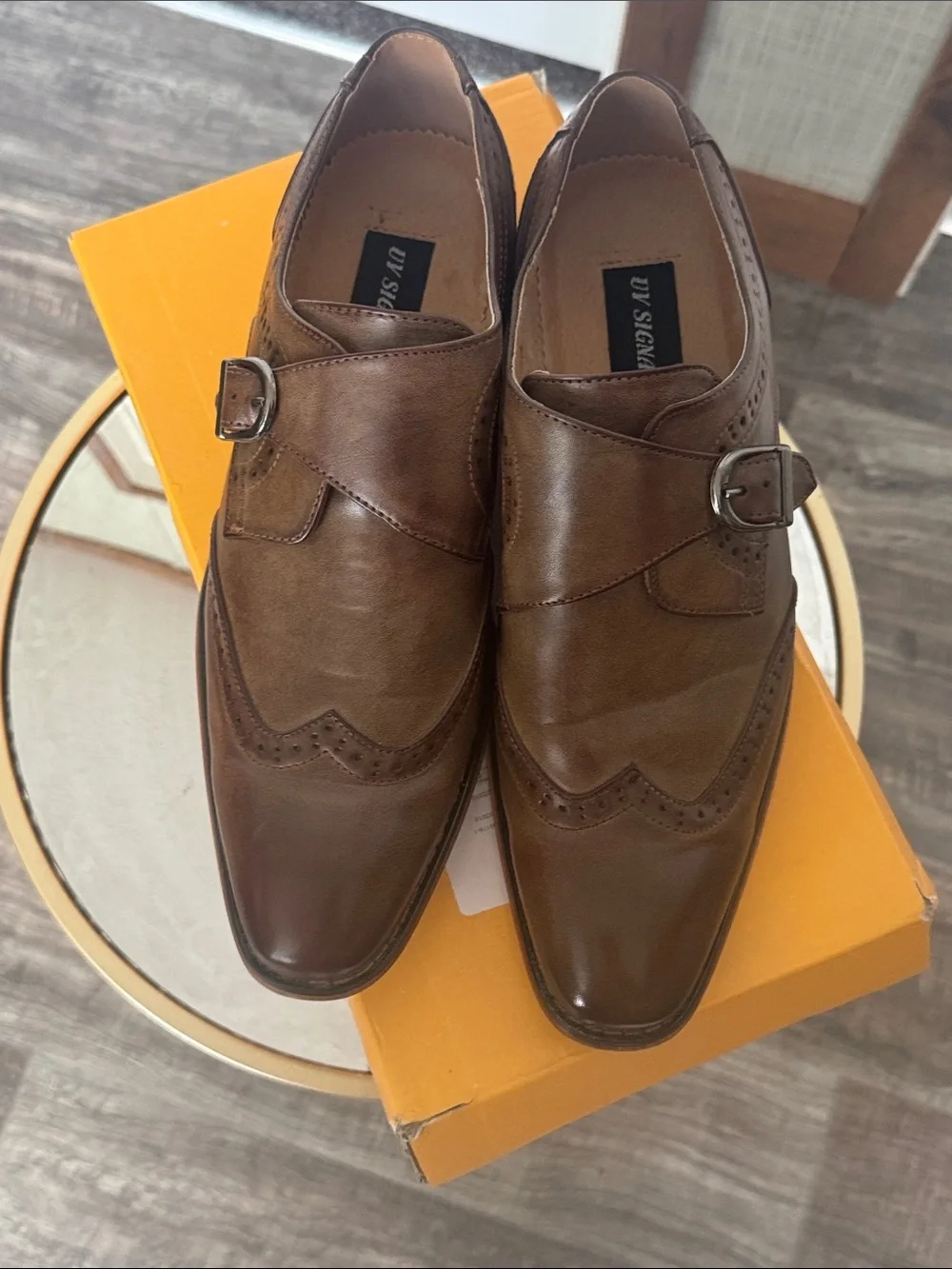 Classic Brown Leather Single Monk Strap Derby with Wingtip Brogue